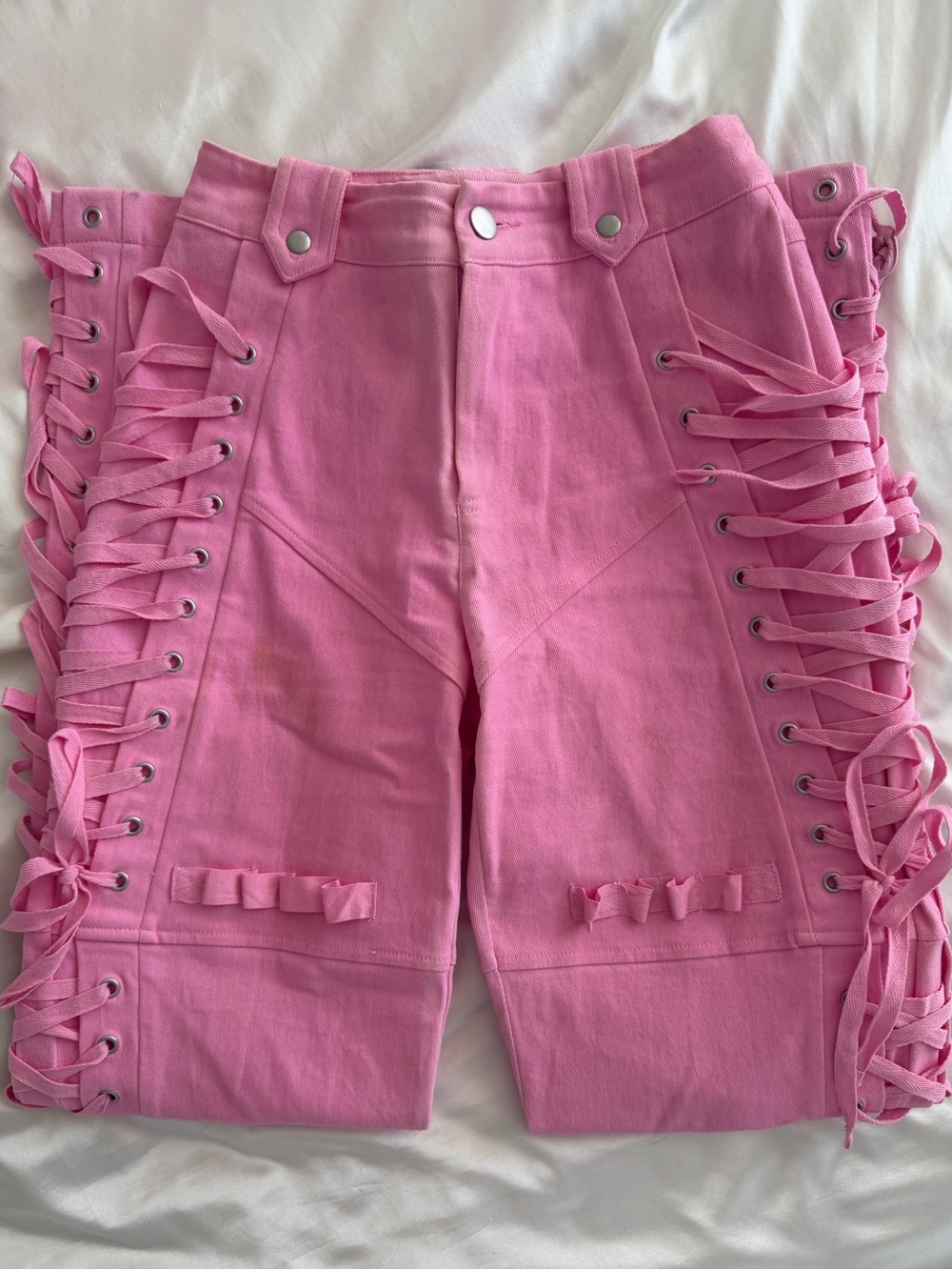 I.AM.GIA Pink Lace-Up Wide Leg Pants
